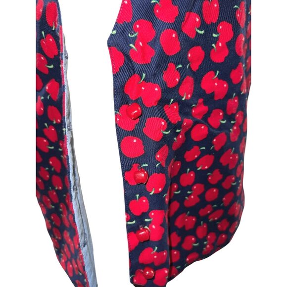 Vintage Apple Print Button-Up Vest Sz Large (Unsized) Womens  with Apple Buttons - Picture 11 of 13